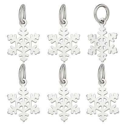 6шт. 925 подвески-снежинки из стерлингового серебра, с прыжковых колец, родий