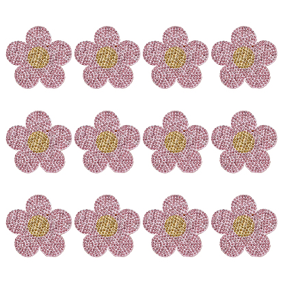 12шт. нашивок для одежды со стразами, цветок, с термоклеем