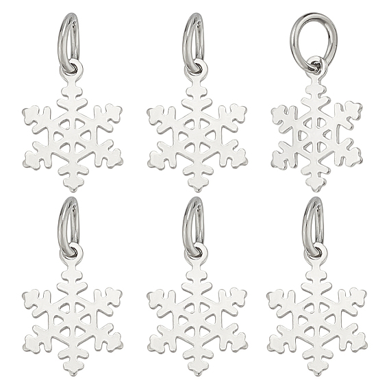 6шт. 925 подвески-снежинки из стерлингового серебра, с прыжковых колец, родий