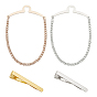 Brass Tie Clip, with Hanging Chains Collar Pins Tie Clips, Rectangle