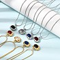 304 Stainless Steel Pave Cubic Zirconia Pendant Necklaces, Oval