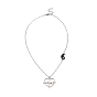 2Pcs 2 Color Enamel Yin Yang Couple Necklaces Set, Alloy Heart Beat Pendant Necklaces for Best Friends Lovers