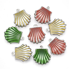 304 Stainless Steel Pendants, with Enamel, Scallop Shell Shape