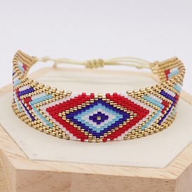 Bohemian Miyuki Beaded Geometric Eye Bracelet, Handmade and Minimalistic.