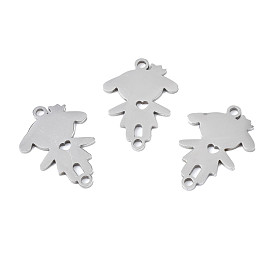 Ion Plating(IP) 201 Stainless Steel Connector Charms, Laser Cut, Girl