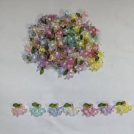 70Pcs 7 Colors Acrylic Pendants, May Lily, with Brass Findings