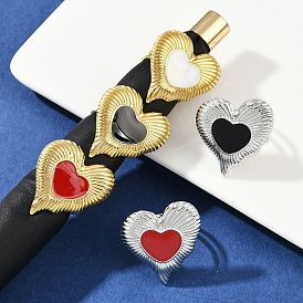 Сердце 304 эмалированные перстни из нержавеющей стали для женщин, ионное покрытие (ip), настоящее 18k позолоченное/цвет нержавеющей стали