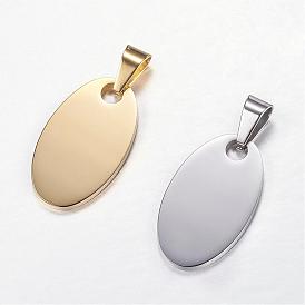 304 Stainless Steel Stamping Blank Tag Pendants, Oval