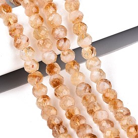 Heated Natural Citrine Beads Strands, Rondelle, Faceted