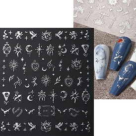 Plastic Nail Art Stickers, Self-Adhesive Nail Design Art, for Nail Toenails Tips Decorations