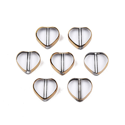 504Pcs Electroplated Glass Beads, Edge Plated, Heart
