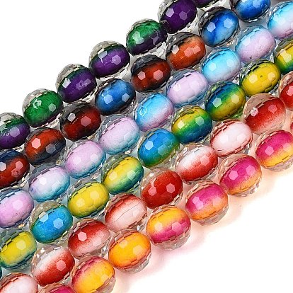 Resin Beads Strands, Bead in Bead, with Two Tone Glass Bead Inside, Round, Faceted(96 Facets)