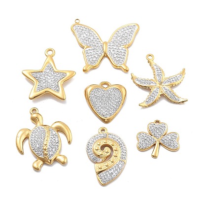 304 подвески из нержавеющей стали и полимерной глины со стразами, вакуумные покрытия