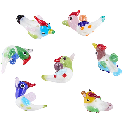 7Pcs 7 Colors Handmade Lampwork Beads, Mandarin Duck
