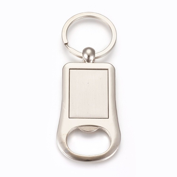 Zinc Alloy Cabochon Settings Bottle Openers, with Iron Ring, Rectangle