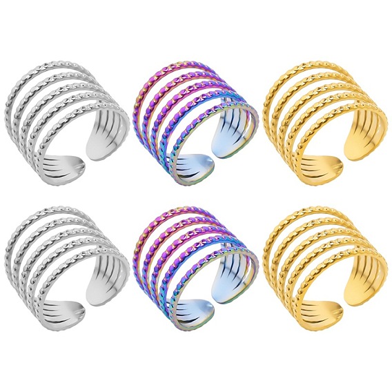 Полое 304 многослойное открытое манжетное кольцо из нержавеющей стали для унисекс