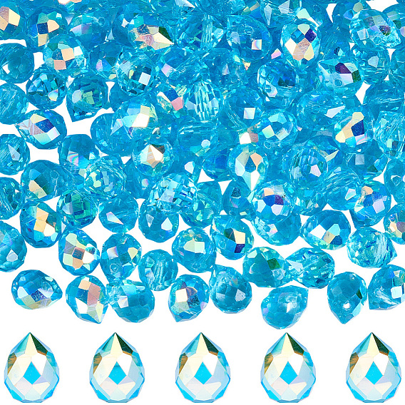 2 пряди гальванические стеклянные бусины пряди, слеза, граненые