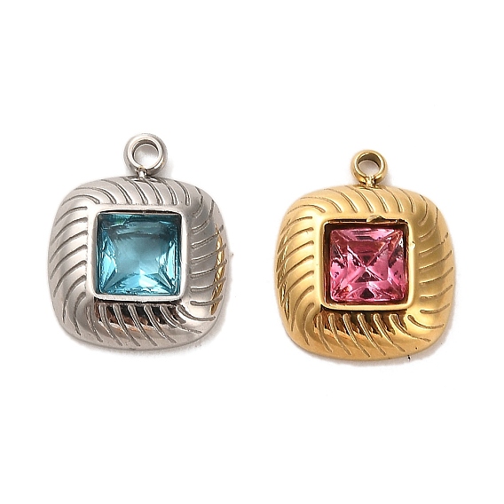 304 подвески из нержавеющей стали, со стеклом, квадратных амулеты