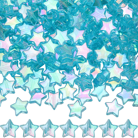 300 шт. Экологически чистые прозрачные акриловые бусины., звезда, AB цвет