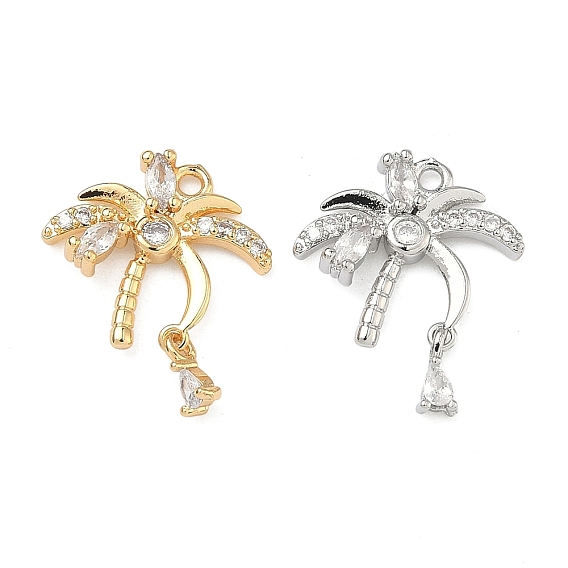 Латунные микропаве прозрачные подвески с фианитом, Дерево прелести