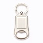Zinc Alloy Cabochon Settings Bottle Openers, with Iron Ring, Rectangle
