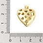 Rack Plating Brass Micro Pave Clear Cubic Zirconia Pendants, Cadmium Free & Lead Free, Long-Lasting Plated, Real 18K Gold Plated, Heart