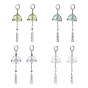 4 Pairs 4 Color Glass Flower Wind Chime Dangle Leverback Earrings, Word Love Brass Long Drop Earrings for Women