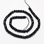 Natural Black Onyx Beads Strands, Faceted Rondelle, Dyed & Heated