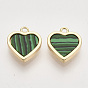 Синтетического малахита подвески, с латунной фурнитурой , без никеля , сердце