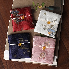 Тканевые сумки в китайском стиле с пуговицами, прямоугольник с облачными мешочками для украшений
