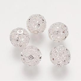 Latón perlas de circonio cúbico, bola de filigrana, filigrana, rondo, 10 mm, agujero: 1 mm