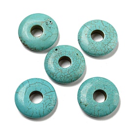 Natural Howlite Dyed Pendants, Donut Charms