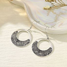 Серьги-подвески из цинкового сплава в этническом стиле, плоско-круглые