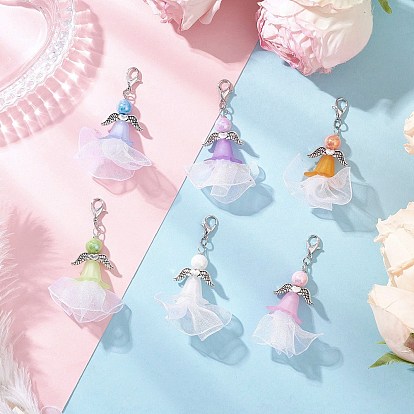 Подвесные украшения из акрила и полиэстера в виде ангела, с цинковым сплавом застежками омаров коготь