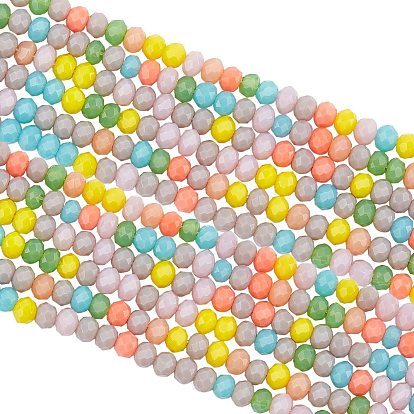 Opaque Glass Beads Strands, Faceted, Rondelle