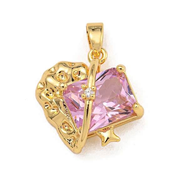 Стойка металлическая латунная микропрофилированная кубическая циркония подвески, долговечный, сердце с квадратом