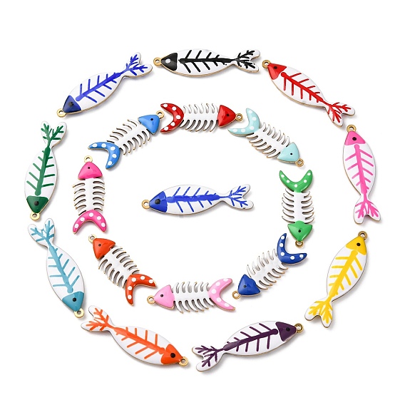 201 подвески из нержавеющей стали, с эмалью, Очарование рыб