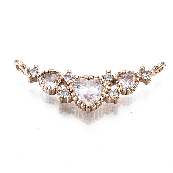 Brass Micro Pave Clear Cubic Zirconia Pendants Links, Long-Lasting Plated, Cadmium Free & Lead Free