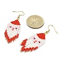 MIYUKI Rocailles Beaded Santa Claus Dangle Earrings, 304 Stainless Steel Christmas Earrings