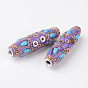 Rice Handmade Indonesia Beads, with Platinum Metal Color Aluminum Cores, 60x16mm, Hole: 4.5mm