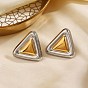 304 из нержавеющей стали серьги, двухцветный треугольник