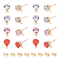 Brass Stud Earring Findings, with 316 Stainless Steel Pin, Cubic Zirconia and Loop, Long-Lasting Plated, Flat Round, Clear