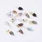 Natural Gemstone Pointed Pendants, with Brass Findings, Faceted, Bullet