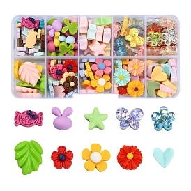 10 Style Opaque Resin Cabochons, Mixed Shapes