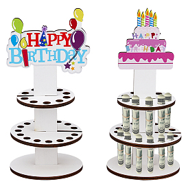 2шт. 2 варианты, деревянная 3-ярусная подставка для кексов, Круглое поднос-башня для десертов, украшение для вечеринки по случаю дня рождения.