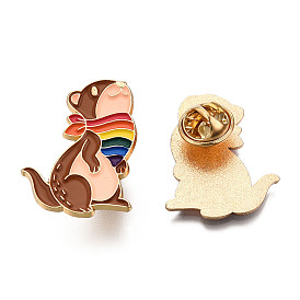 Pride Rainbow Squirrel Enamel Pin, Light Gold Plated Alloy Animal Badge for Backpack Clothes, Nickel Free & Lead Free