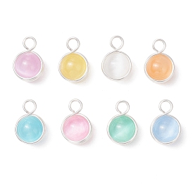 Круглые подвески из окрашенной натуральной селенитовой медной проволоки, разноцветные