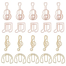 48шт. 4 стили скрепки из углеродистой стали, скрепки для любителей музыки, забавные закладки маркировочные клипы, гитара и музыкальная нота и рисунок гарнитуры