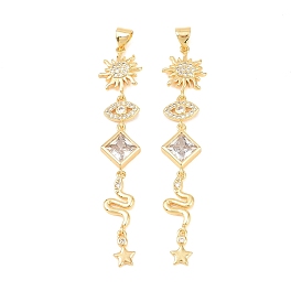 Латунные подвески с фианитами, солнце с амулетами в виде змеи, стойки покрытие, долговечный, без свинца и без кадмия