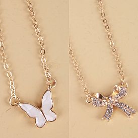 Butterfly Diamond Bow Necklace - Unique Fashion Collarbone Chain